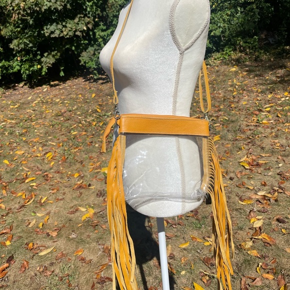 NWT Clear Western Leather Crossbody Bag w/ Fringe in Sunrise - Picture 4 of 9